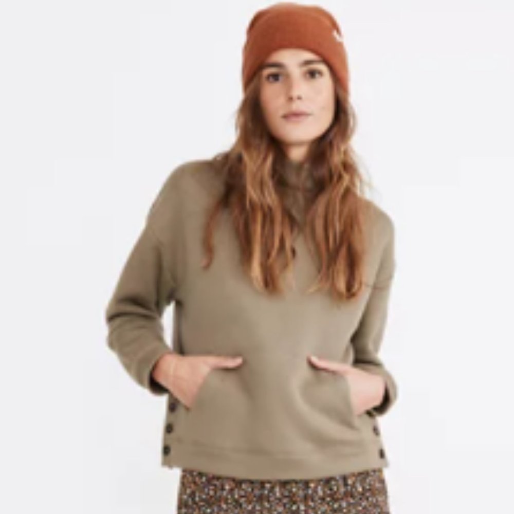 MADEWELL MWL Betterterry Mockneck Side-Button Sweatshirt
